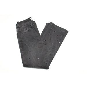 Frame Le Crop Mini Boot Mott Street Black Studded Ball Jeans Raw Hem Size 25